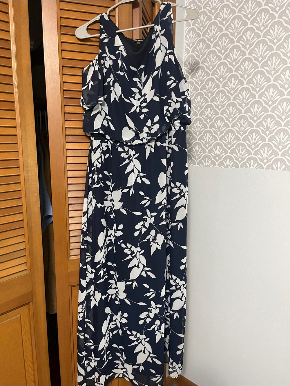 Nine West Navy and White Floral Maxi Dress